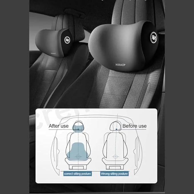 Caltero Car Neck PillowNeck Pain Relief for Long Drive Car Seat Back Head Rest Memory Foam Pillow for Driving with Adjustable Strapand Breathable Removable Cover Black Standard2024pcs1 - Image 5