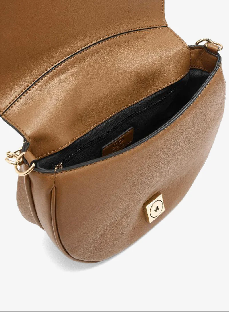 PARFOIS Brown Oval crossbody bag with flap for Women | Best Price UAE