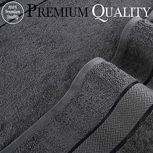 CRAFTBERRY Luxury Bath Towels Set-100% Cotton- 2 Bath, 2 Hand & 2 Washcloths- Large, Thick, Fluffy, Absorbent, Quick Dry, Soft, Plush -Gift, Hotel, Gym Towel -6 Piece Luxury Bathroom Towels -Charcoal /Dark Grey - Image 4