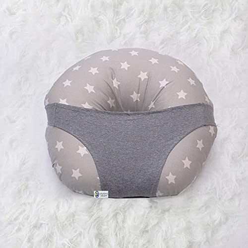 Kradyl Kroft 5in1 Baby Feeding Pillow with 100% Cotton Removable Cover | Breastfeeding Pillow | Nursing Pillow with Belt and Hoop (StarGrey) - Image 4