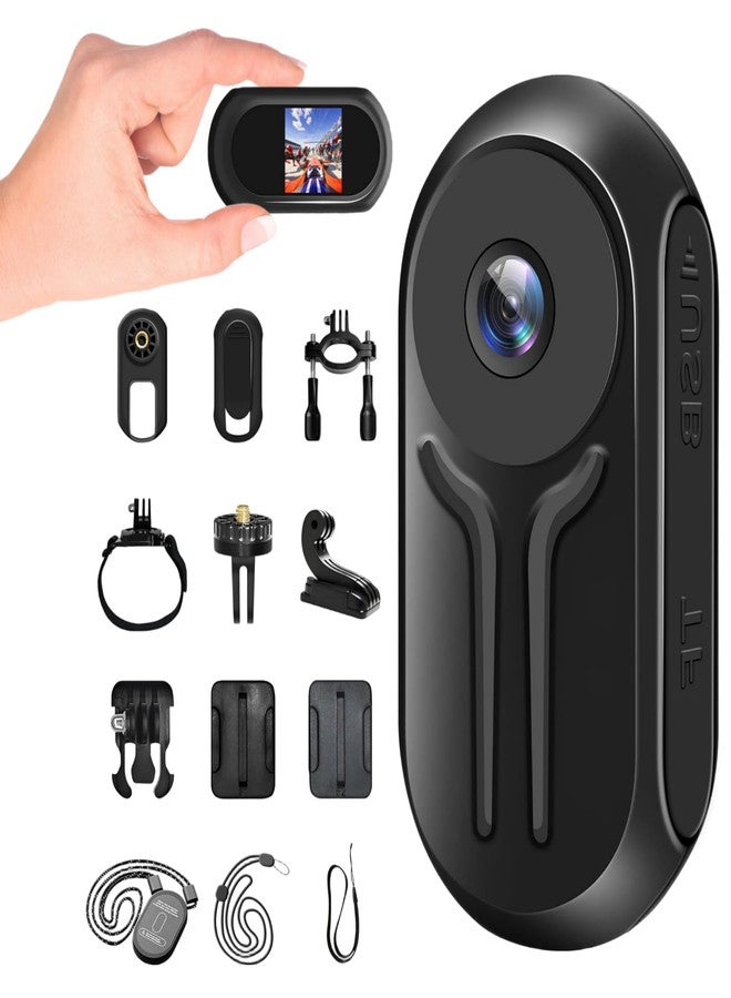 Asdanalili 1080P Thumb Action Camera with Memory Card Mini Body Camera with Magnetic Clip Wearable Hands-Free Recording POV Camera, Mount Anywhere for Sports Vlogging Cycling (Light Black, 62, GB) - Image 1