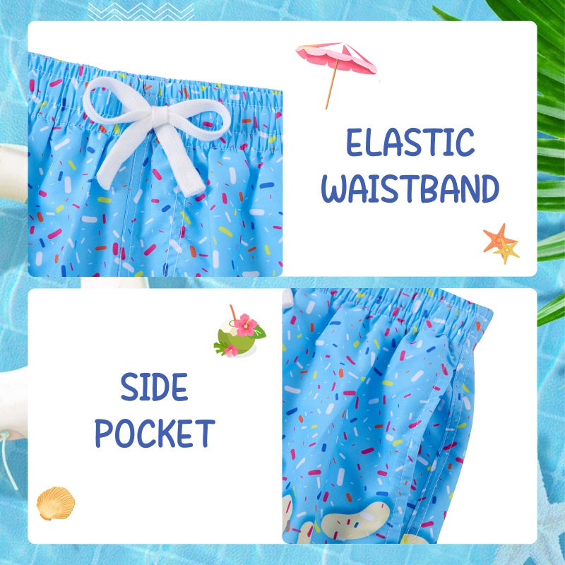 westwolf Youth Bathing Suits Big Boy Yellow Waffle Swim Trunks Size 18-20T Swim Shorts for Teens Blue Ice Cream Swimwear Boy Board Shorts XX-Large - Image 5