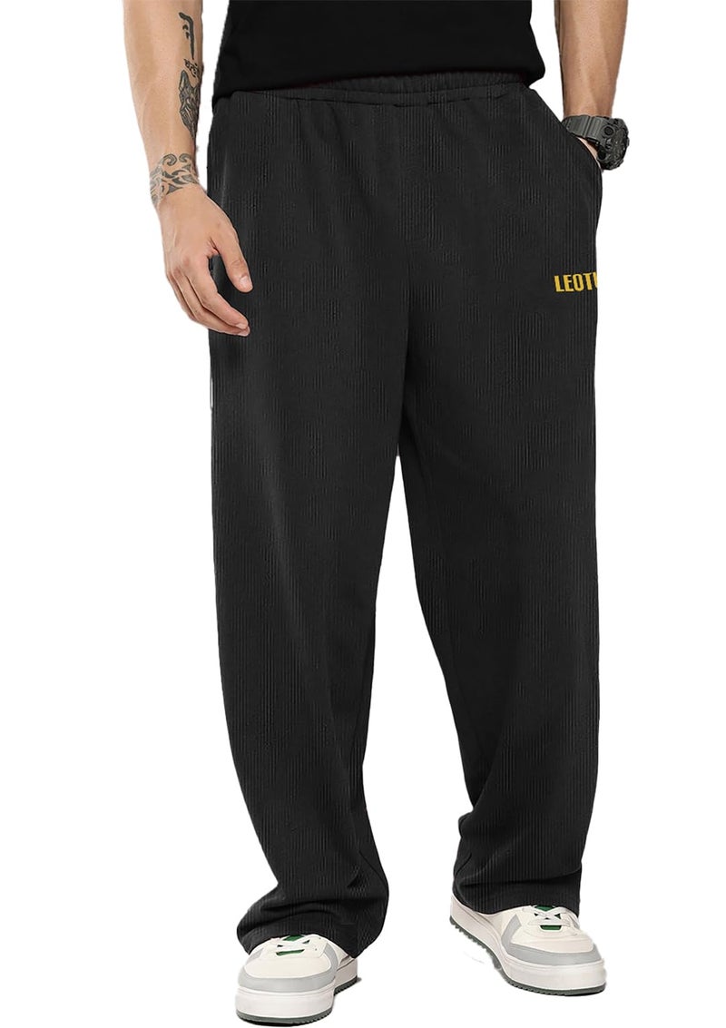 LEOTUDE Men Regular Fit Mid Rise Track Pant || Plain Track Pant (TRK209_BBL_P_ZBlack_2XL) - Image 1
