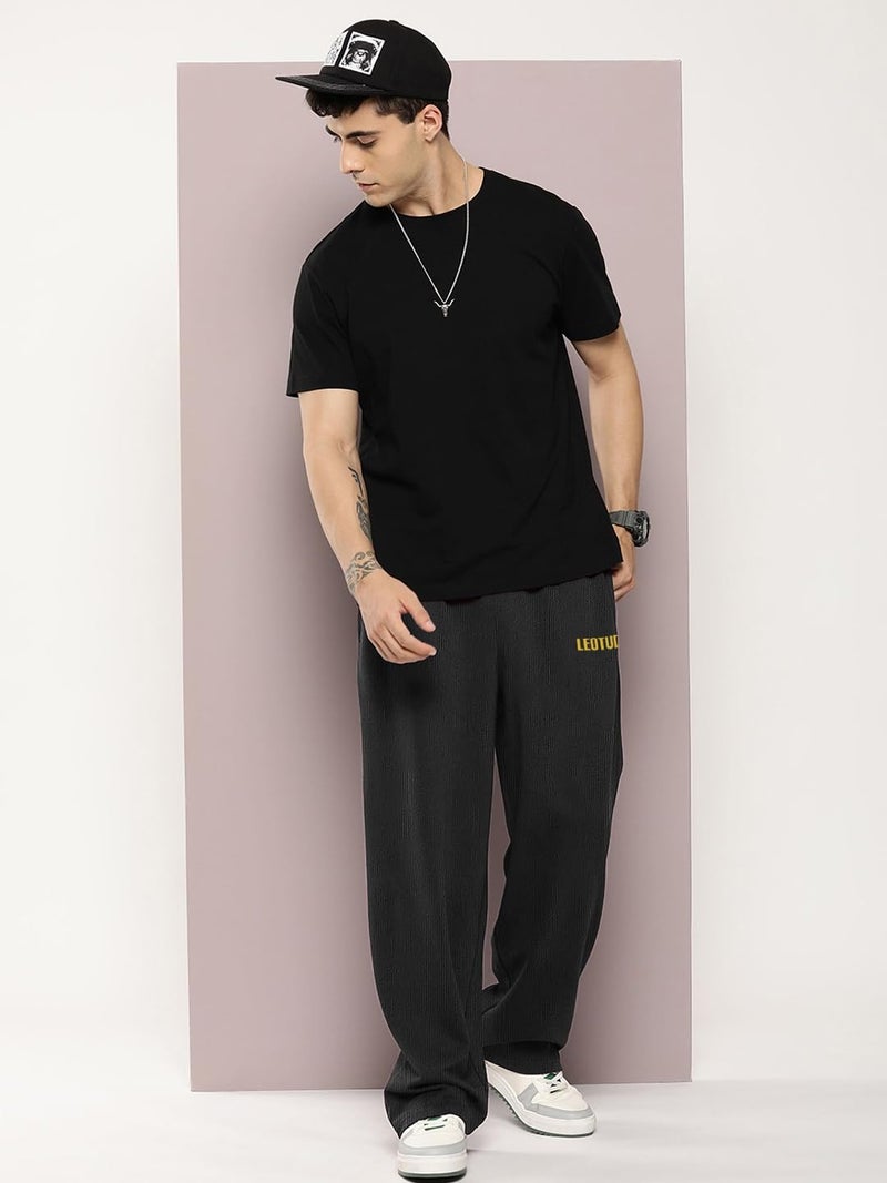 LEOTUDE Men Regular Fit Mid Rise Track Pant || Plain Track Pant (TRK209_BBL_P_ZBlack_2XL) - Image 5