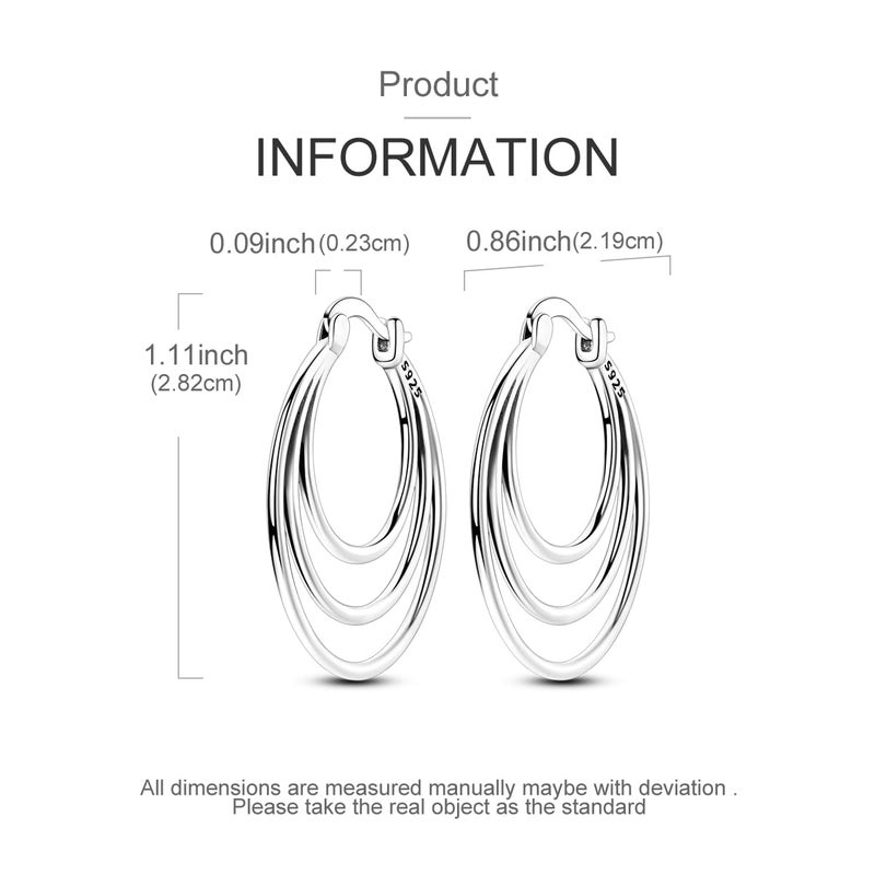 Parmuz 925 Sterling Silver Earrings Large Big Hoop Earrings Star Moon Butterfly Cubic Zirconia Thin Round Hoops for Women - Image 4