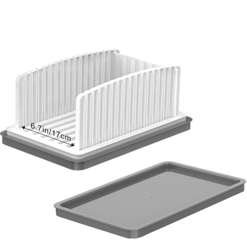 Bread Slicer: White 33.5 X 21.5 X 14.5 Cm, Precise Uniform Slicing With Adjustable Slots - Integrated Crumb Collection Tray, Multi-Functional Design for Commercial Baking and Home Kitchen Use - Image 1