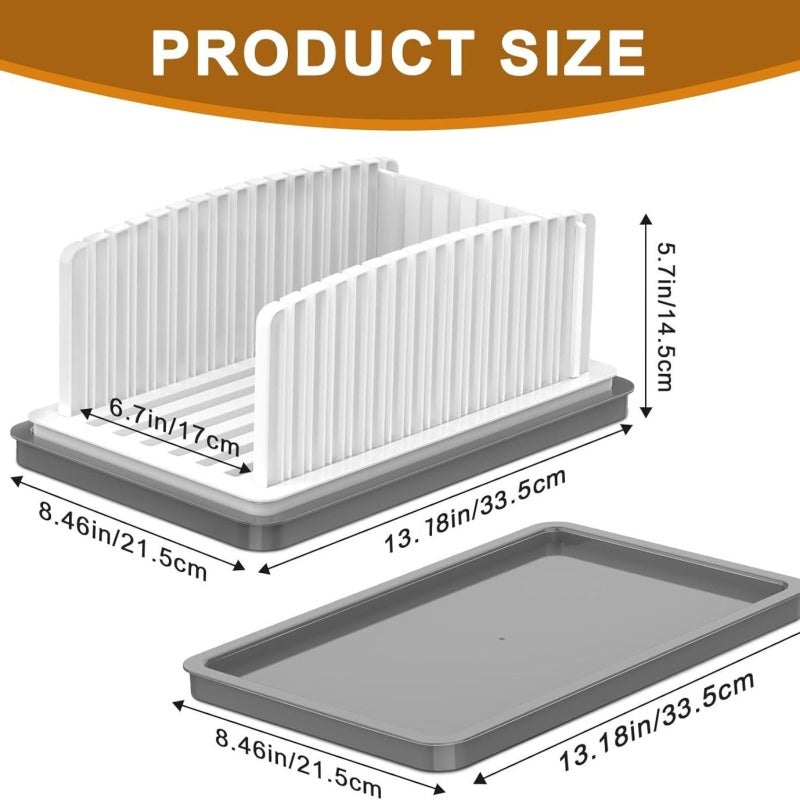 Bread Slicer: White 33.5 X 21.5 X 14.5 Cm, Precise Uniform Slicing With Adjustable Slots - Integrated Crumb Collection Tray, Multi-Functional Design for Commercial Baking and Home Kitchen Use - Image 3