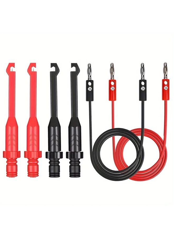 4 قطع ملاقط اختبار دوائر السيارات الثقيلة مع مسبار غير مثقوب، بدون تقشير الأسلاك، موصل موزة آمن للاستخدام مع الملتيمتر وراسم الإشارة لكهربائيي السيارات، 4 إبر، 2 خيط - Image 1