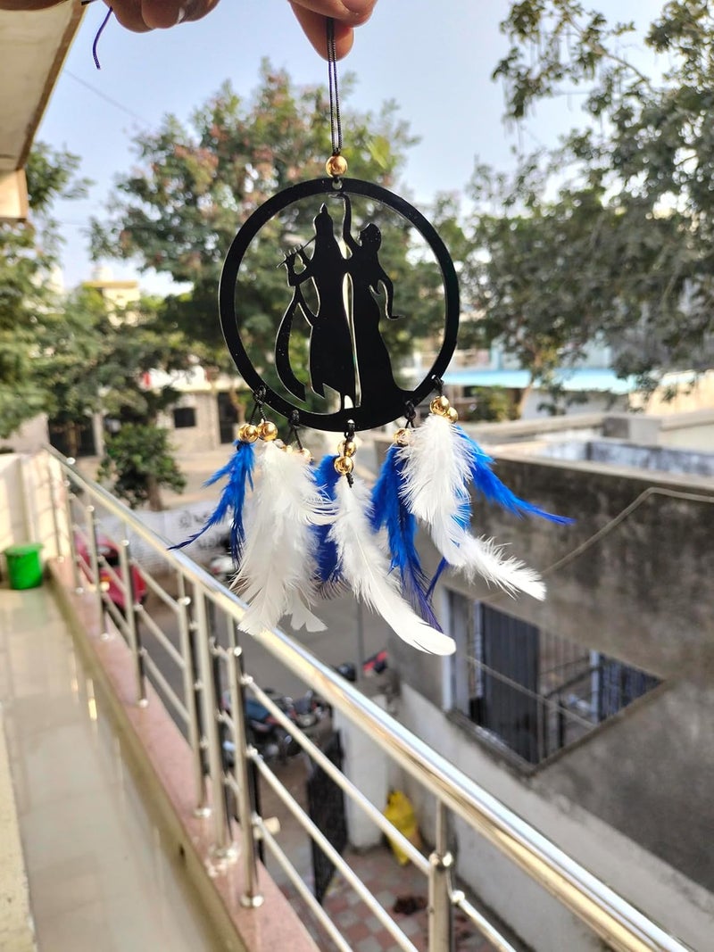 Jiyu Creation Car Hanging Ornament kri| Dream Catcher for Positive Energy | Rearview Mirror Charm | Home and Temple Decor | Durable Acrylic with Original Feathers - Image 3