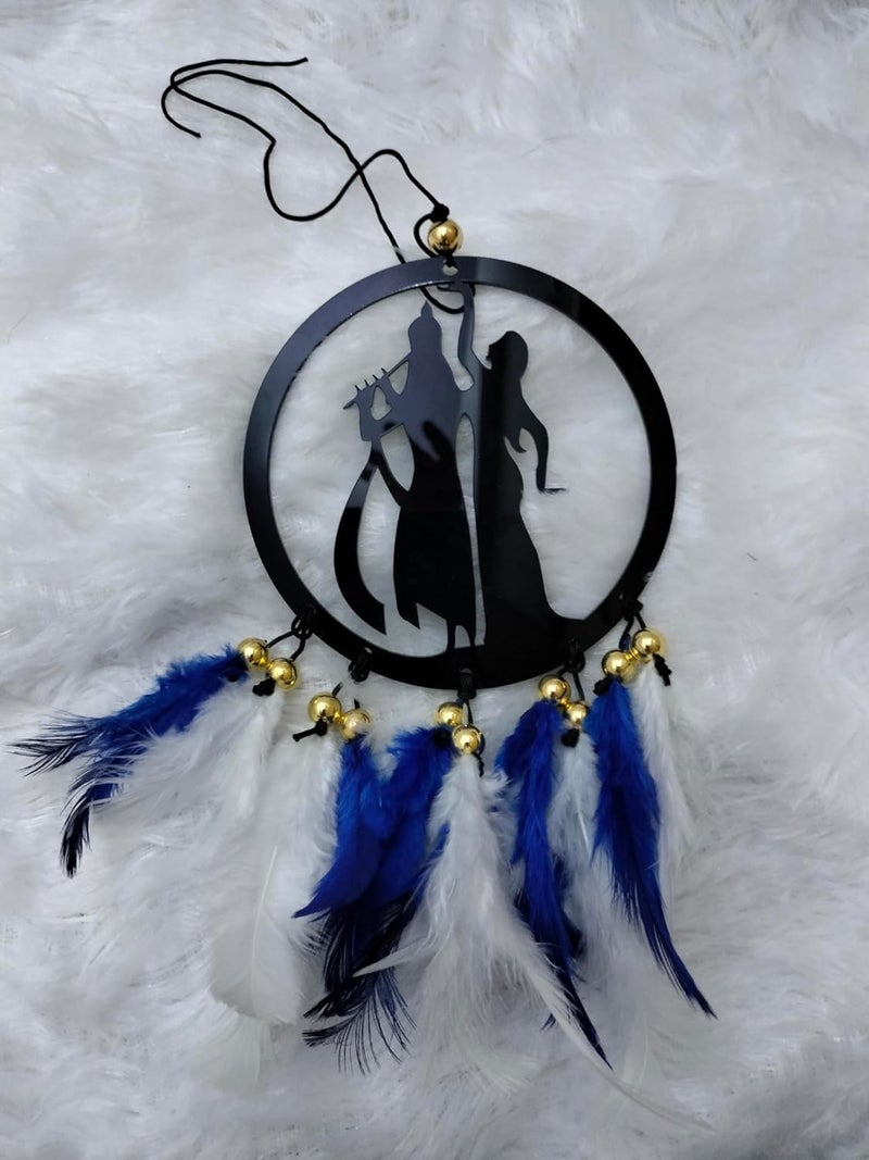 Jiyu Creation Car Hanging Ornament kri| Dream Catcher for Positive Energy | Rearview Mirror Charm | Home and Temple Decor | Durable Acrylic with Original Feathers - Image 2