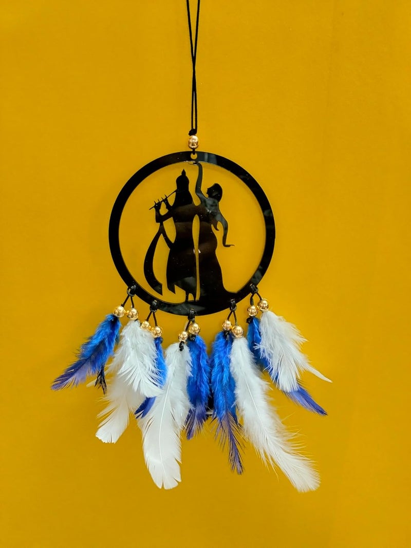 Jiyu Creation Car Hanging Ornament kri| Dream Catcher for Positive Energy | Rearview Mirror Charm | Home and Temple Decor | Durable Acrylic with Original Feathers - Image 4