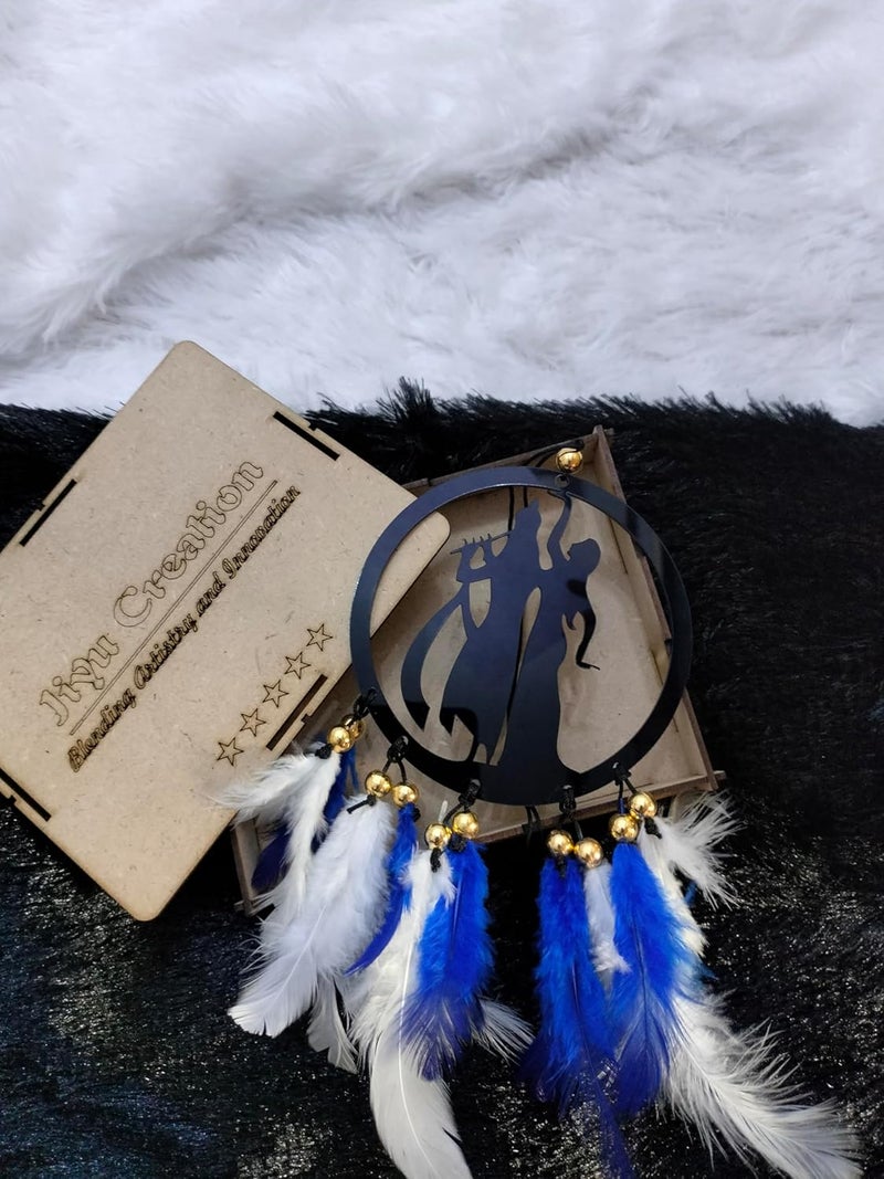 Jiyu Creation Car Hanging Ornament kri| Dream Catcher for Positive Energy | Rearview Mirror Charm | Home and Temple Decor | Durable Acrylic with Original Feathers - Image 5