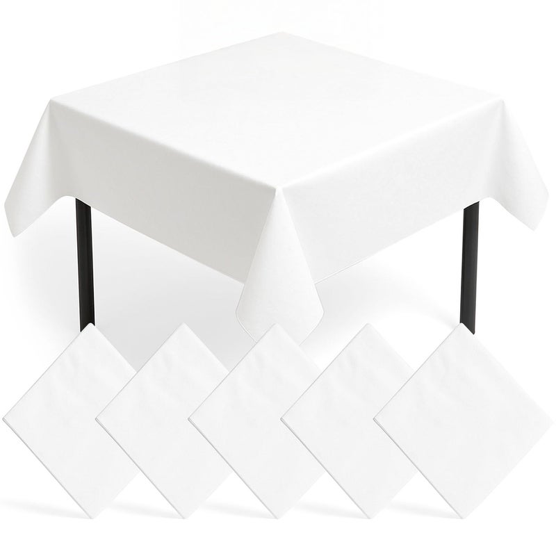 SOL 5pk White Paper Table Covers 90x90cm Tablecloths for Parties Cover Disposable  Thick Absorbent Design  Easy Clean Up for Weddings Craft Activities Kids Meals Village Halls  Family Events