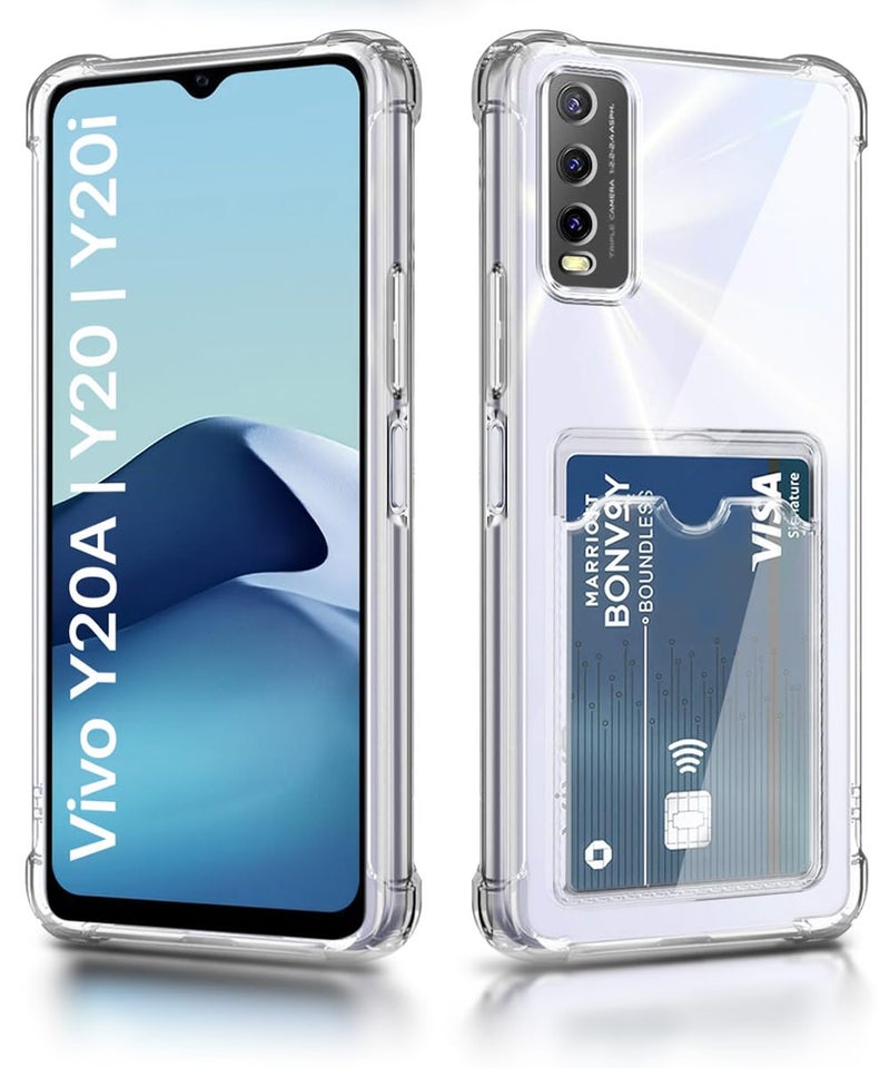 WOW IMAGINE Transparent Back Cover Case for Vivo Y20A | Y20 | Y20i | Flexible Built-in Slim Card Pockets Wallet | 360° Camera Protection TPU | Soft Silicone Mobile Cover - Transparent - Image 2