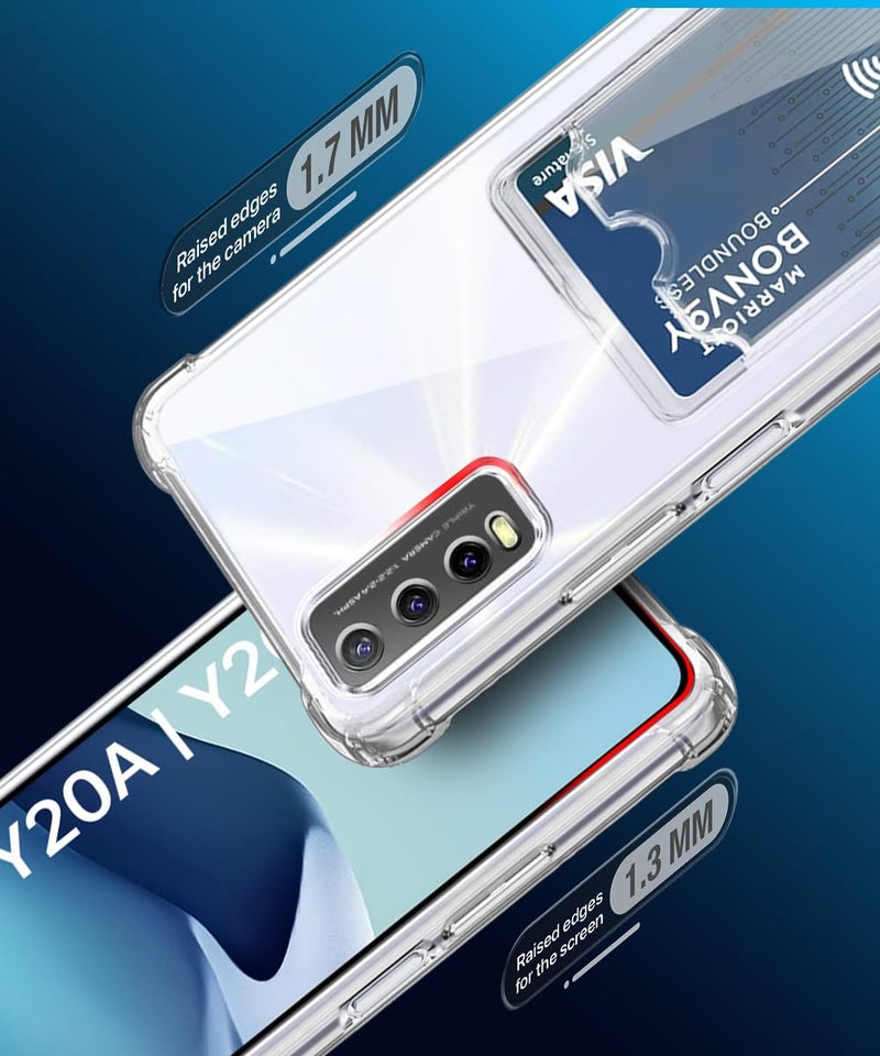 WOW IMAGINE Transparent Back Cover Case for Vivo Y20A | Y20 | Y20i | Flexible Built-in Slim Card Pockets Wallet | 360° Camera Protection TPU | Soft Silicone Mobile Cover - Transparent - Image 5
