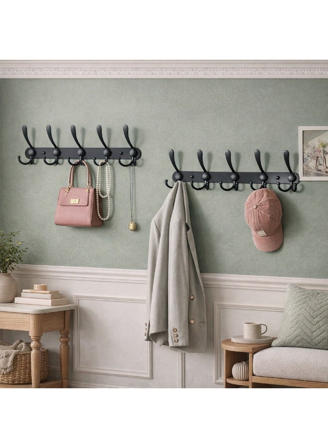 تحواز علاقة معاطف حائطية ستانلس ستيل ثقيلة – قطعتين لون أسود متعددة الخطافات لتعليق الملابس والحقائب والمناشف - Image 5