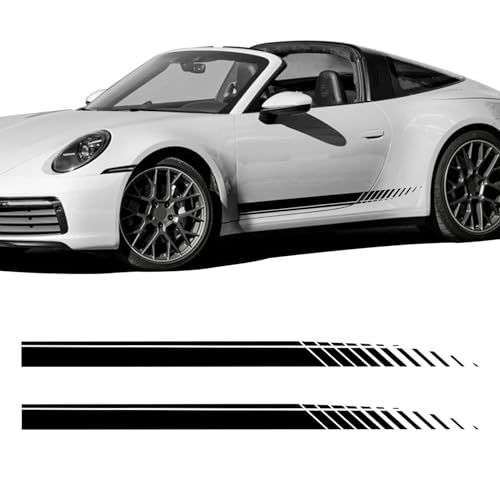 Kutyun 2Pcs Sports Racing Stripe Graphic Stickers Side Door Vinyl Decals Universal Car Decoration Accessories Black - Image 1