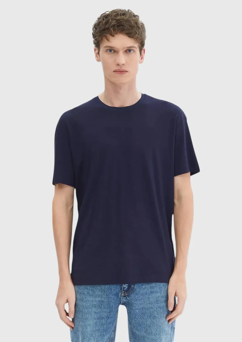 RAMSEY Navy Blue Plain Crew Neck T-Shirt