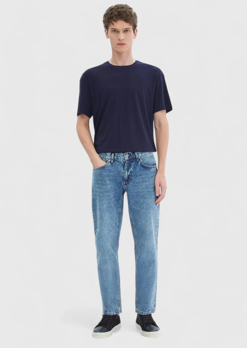 RAMSEY Navy Blue Plain Crew Neck T-Shirt