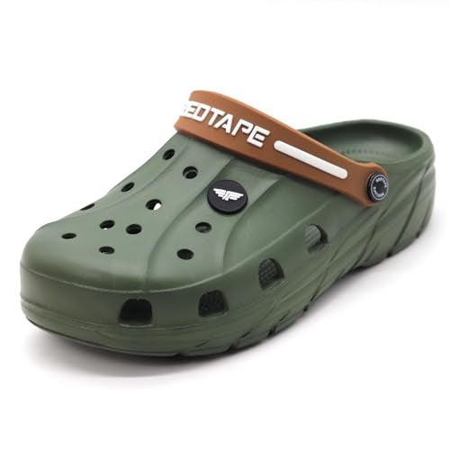 Red Tape Men's Designer Comfortable Clogs || Sandals with Adjustable Back Strap for Men Olive Green, 6 UK - Image 1