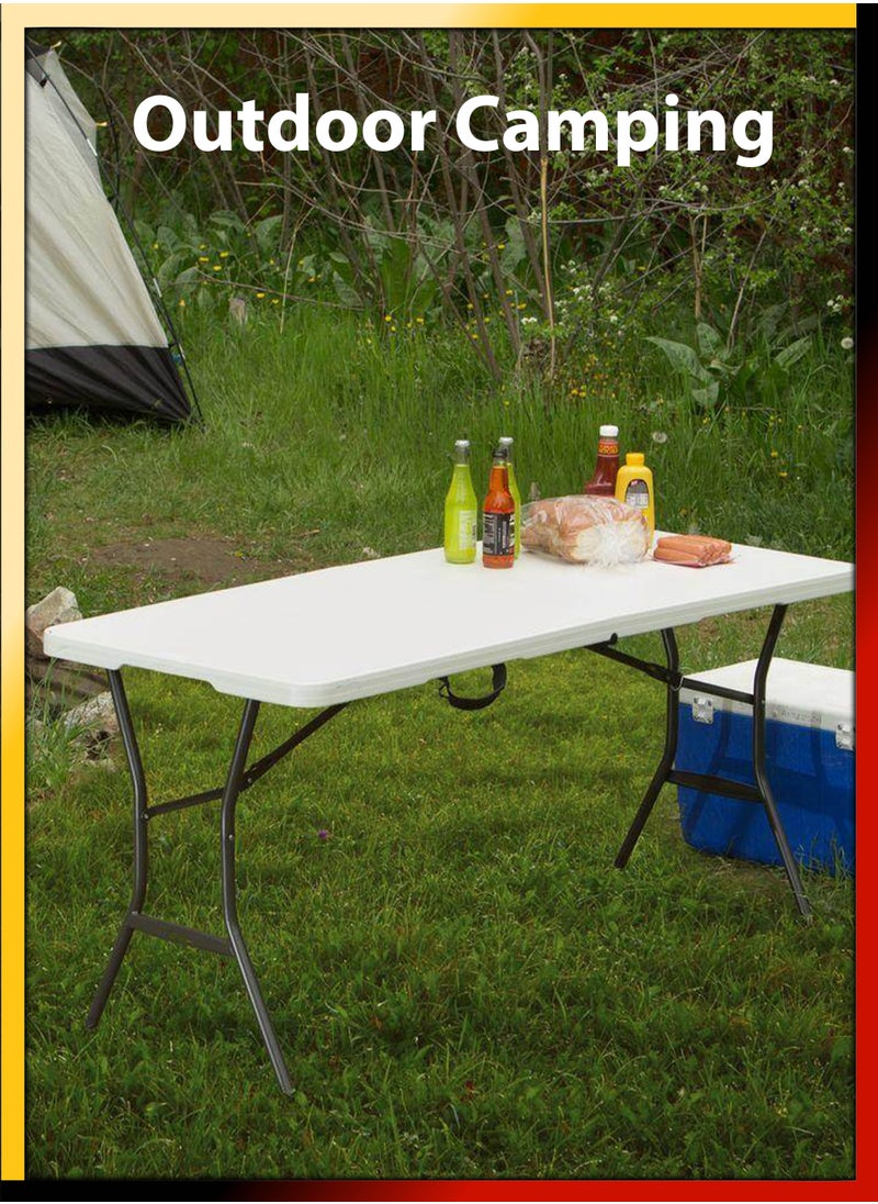 DBLEW - Multipurpose Rectangle 180cm Centre Folding Camping Table Lightweight Foldable Aluminium Portable Trestle Indoor Outdoor Picnic Barbecue Party Kitchen Home Dining Camping Garden BBQ Tables - Image 1