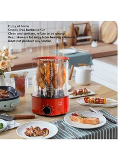 DUMBO Electric 360° Automatic Rotating Smoke-free Grill BBQ Machine Rotisserie Machine Timed 1100W TK-12D Red  - Image 3