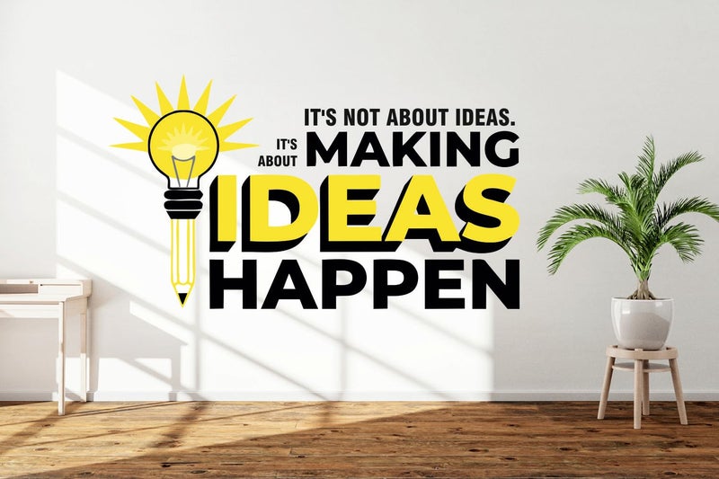 Sky Flying Creative Teamwork Think Idea Innovate Office - Inspirational - Motivational - Quotes - Wall Sticker for Kids Room, Living Room, School, Library (Size - 60CM X 91CM) - Image 1