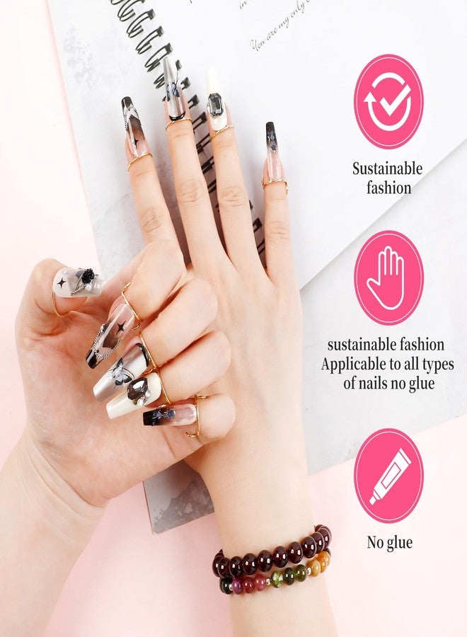 heemeei 20Pcs Wudu Nail Rings, Size Adjustable Nail Rings with 120Pcs Adhesive Nail Tabs, Reusable Detachable Nail Rings for Halal Nail, Muslim Wearing Manicure Nails(Gold) - Image 5