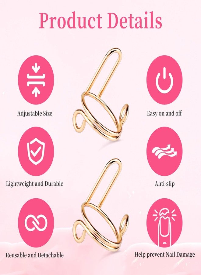 heemeei 20Pcs Wudu Nail Rings, Size Adjustable Nail Rings with 120Pcs Adhesive Nail Tabs, Reusable Detachable Nail Rings for Halal Nail, Muslim Wearing Manicure Nails(Gold) - Image 2