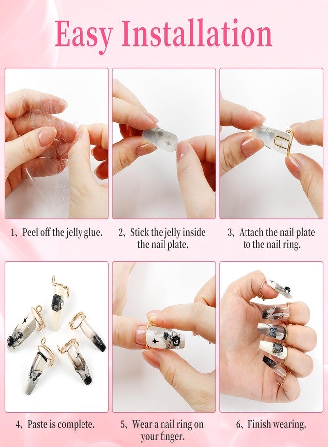 heemeei 20Pcs Wudu Nail Rings, Size Adjustable Nail Rings with 120Pcs Adhesive Nail Tabs, Reusable Detachable Nail Rings for Halal Nail, Muslim Wearing Manicure Nails(Gold) - Image 4