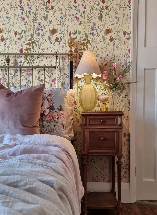 رَوَائِد ورق جدران لاصق قابل للإزالة بنقشة الأزهار – فينيل سميك ذاتي اللصق بنمط الأزهار البرية لتزيين غرف النوم والحضانة والخزائن والمطبخ - Image 2