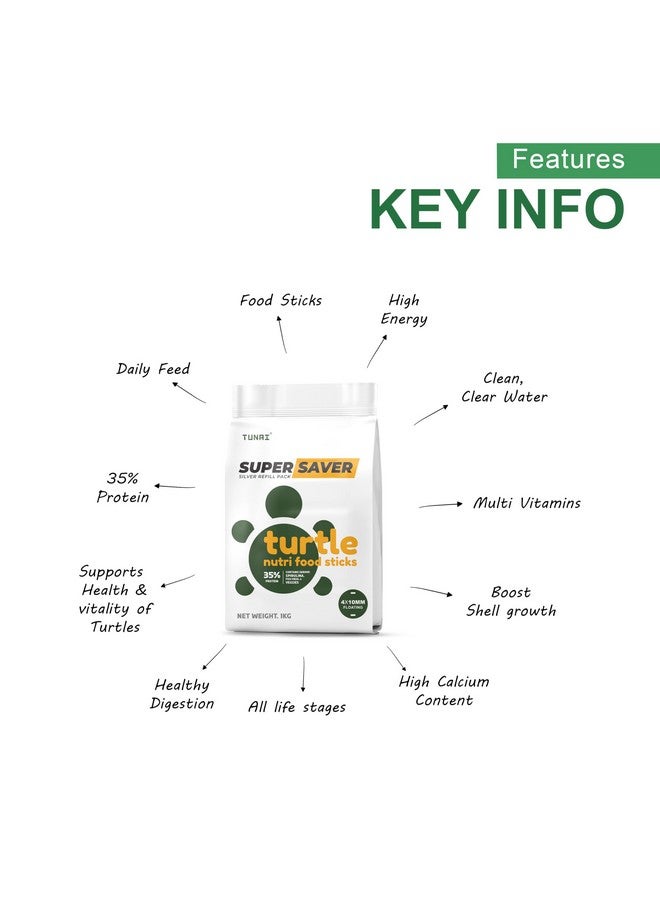 TUNAI Super Saver Adult Turtle Food Spirulina Added For Good Shell Health & Daily Diet |1Kg| For Red-Eared, Musk, Mud, Cooter Turtle And Land Tortoise - Image 3