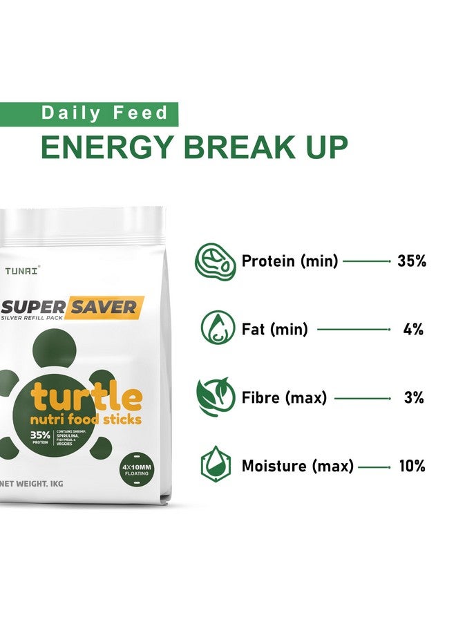 TUNAI Super Saver Adult Turtle Food Spirulina Added For Good Shell Health & Daily Diet |1Kg| For Red-Eared, Musk, Mud, Cooter Turtle And Land Tortoise - Image 4