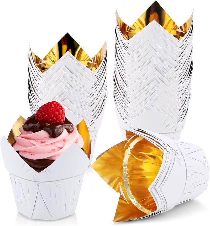 Luckam 50 Pack 3.5 Ounce Aluminum Foil Baking Cups - Disposable Ramekins & Cupcake Wrappers for Desserts, Creme Brulee, Muffins - Perfect for Weddings, Birthdays & Baby Showers - Image 1