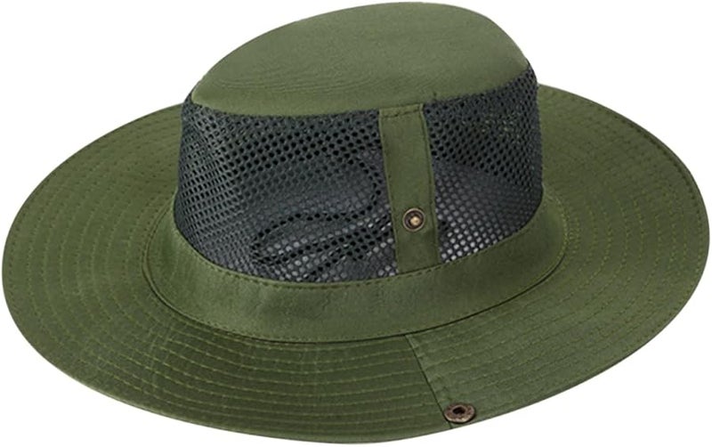 Lightweight Mesh Fisherman Hat Large Brim UV Protection for Outdoor Fishing Hiking Camping Breathable Ventilation Black - Image 1