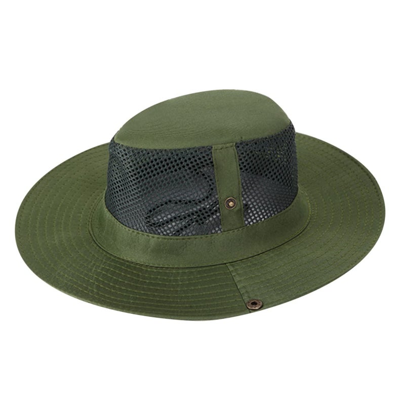 Lightweight Mesh Fisherman Hat Large Brim UV Protection for Outdoor Fishing Hiking Camping Breathable Ventilation Black - Image 2