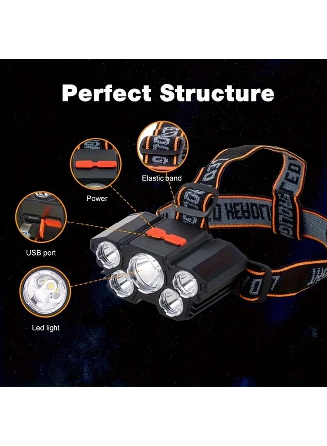 1PC مصباح رأس شاحن فائق السطوع قابل للتعديل خفيف الوزن مقاوم للماء IP65 للتخييم في الهواء الطلق وحالات الطوارئ وصيد الأسماك - Image 1