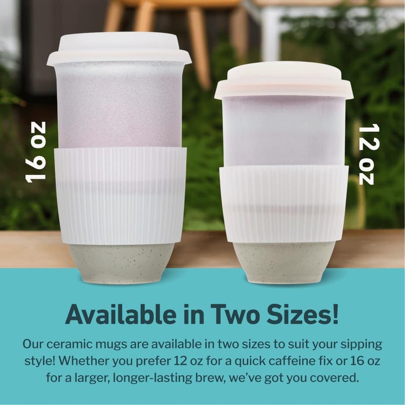 NOVA CERAMICS Coffee Travel Mug â€“ Reusable To Go Mug â€“ Microwave & Dishwasher Safe White & Purple Tumbler - Gifts For Women Men Him Her â€“ 16oz â€“ Horizon - Image 5