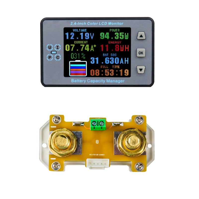 Car Battery Coulometer 300A Accurate Measurement LCD Display Coulometer - Bidirectional Current Detection PVC Housing Coulometer for Automotive Battery Monitoring - Image 2