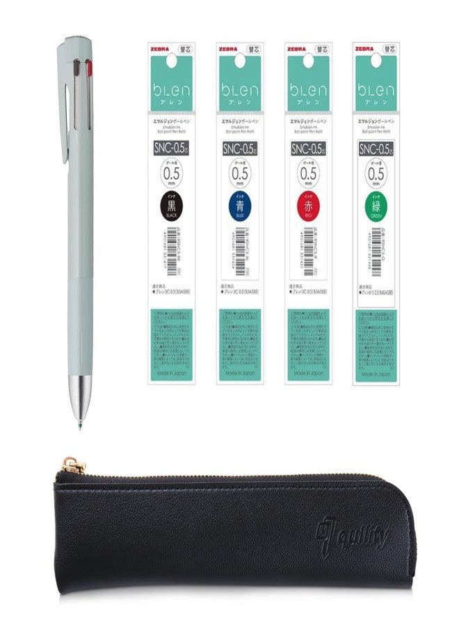 QULLITY ZEBRA Blen4+S multifunction Pen (Black/Blue/Red/Green and 0.5mm Mechanical Pencil), original Black slim pen case (Powder Blue) - Image 1