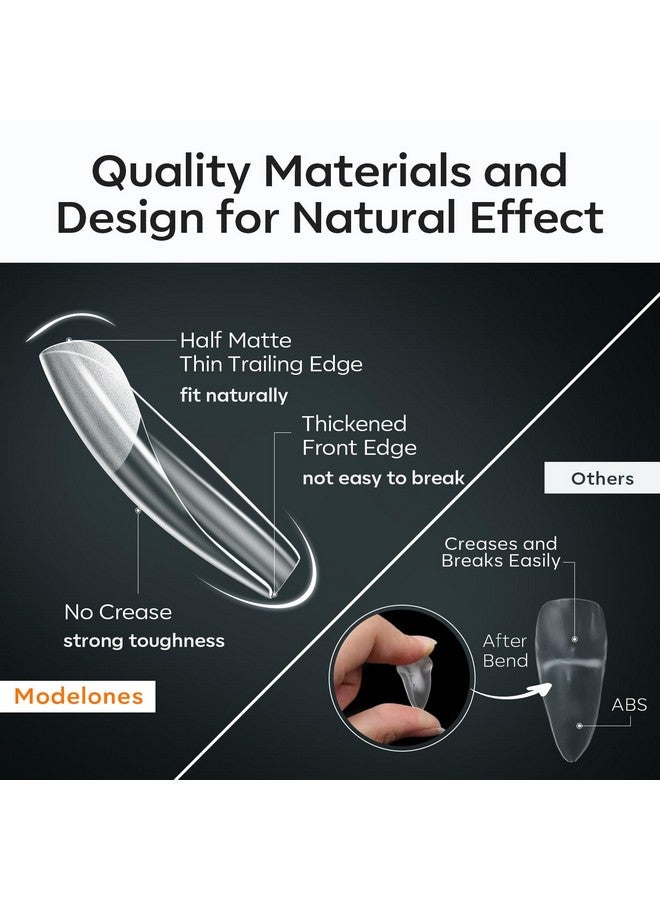 modelones XXL Long Square Nail Tips, Pre-shaped Soft Gel Tips Fake Nails False Acrylic Clear Full Cover Press on Extension Kit Gel Manicure DIY at Home 216PCS 12Sizes - Image 2