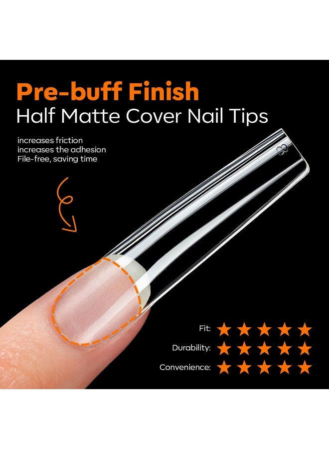 modelones XXL Long Square Nail Tips, Pre-shaped Soft Gel Tips Fake Nails False Acrylic Clear Full Cover Press on Extension Kit Gel Manicure DIY at Home 216PCS 12Sizes - Image 4