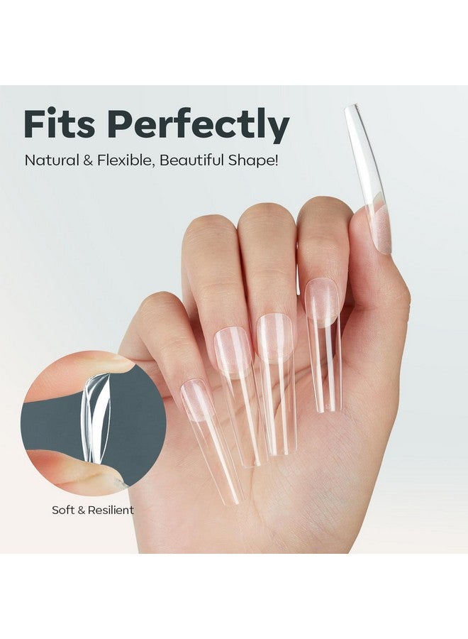 modelones XXL Long Square Nail Tips, Pre-shaped Soft Gel Tips Fake Nails False Acrylic Clear Full Cover Press on Extension Kit Gel Manicure DIY at Home 216PCS 12Sizes - Image 3