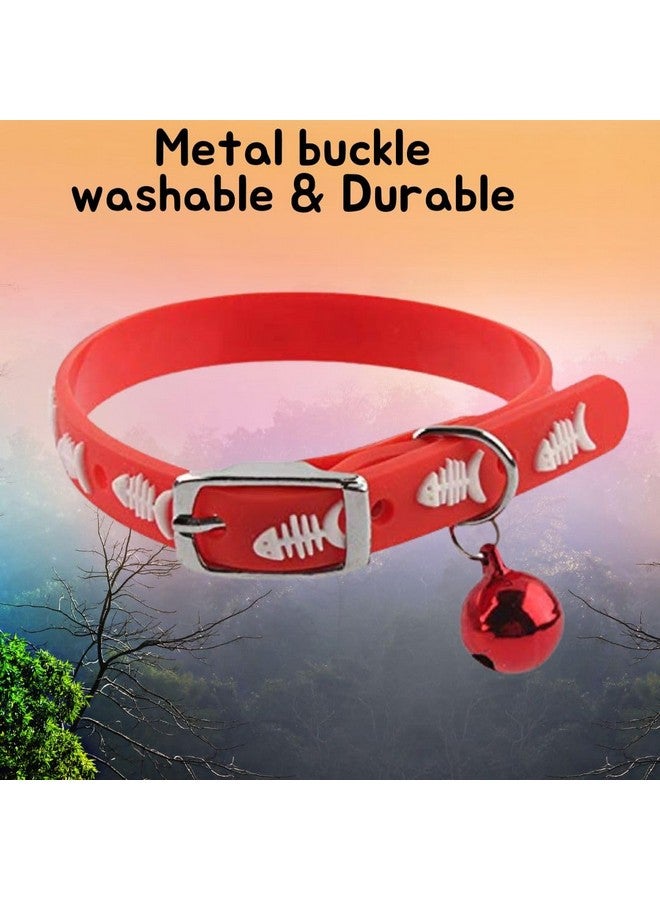 ويستيرن إرا طوق قطط مطاطي متعدد الألوان وقابل للتعديل من السيليكون | اندماج تدريبي أنيق | إعادة تعريف أسلوب القطط | طوق قطط مطاطي بلون نابض بالحياة من السيليكون مع جرس (أحمر) - Image 5