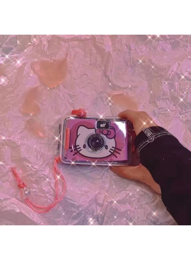 Generic Non-Polaroid Camera Directly Produces Photos, Fool Film Camera, Children's Student Style, Cheap, With Beauty Retro-Body Color:Love K Cat Camera +8 Color Film + Waterproof Shell  - Image 1