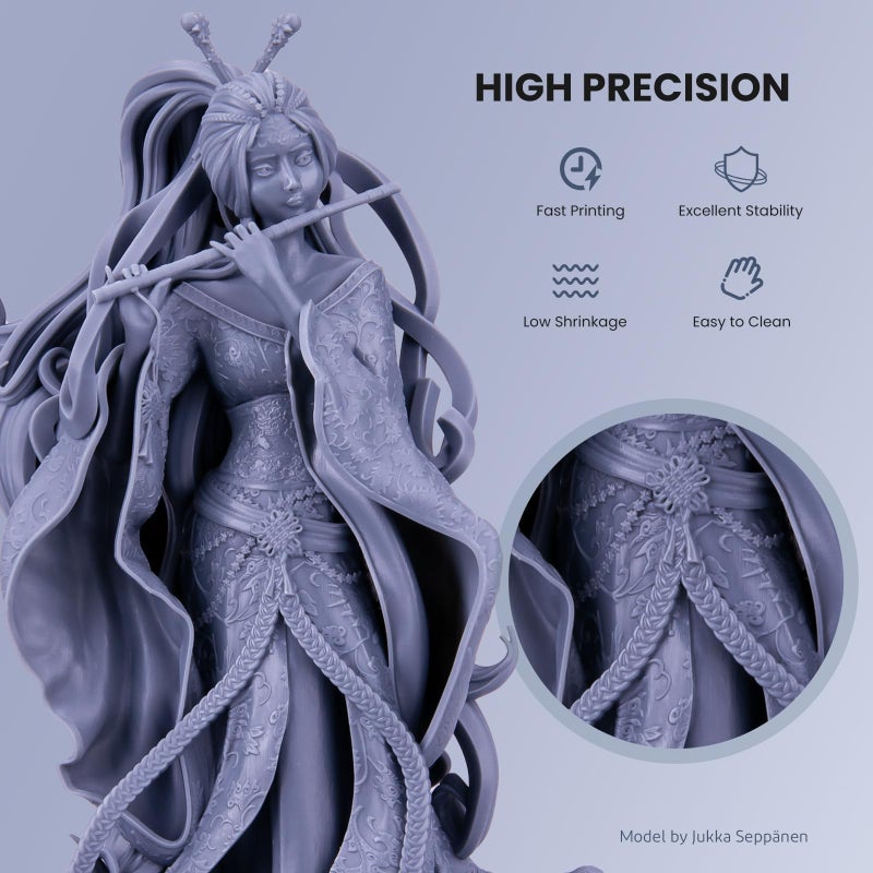 ELEGOO Water Washable 3D Printer Resin LCD UV-Curing Resin 405nm Standard Photopolymer Resin for Mars Saturn Jupiter MSLA DLP LCD 3D Printing 1000Gram Ceramic Grey - Image 2