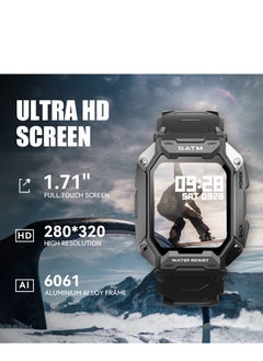 Generic Military Smart Watch for Men Outdoor Tactical Sports Watch 5ATM Waterproof Rugged 1.71 Inch HD Big Screen Fitness Tracker Heart Rate Sleep Monitor Smartwatch Compatible with Android iPhone Samsung  - Image 2
