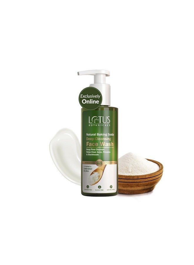 LOTUS BOTANICALS Natural Baking Soda Deep Cleansing Face Wash | Fights Acne, Pimples | Reduces Redness And Skin Inflammation | No Sulphates, No Silicons, No Preservatives, No Toxic Chemicals | All Skin Types | 180Ml  - Image 1