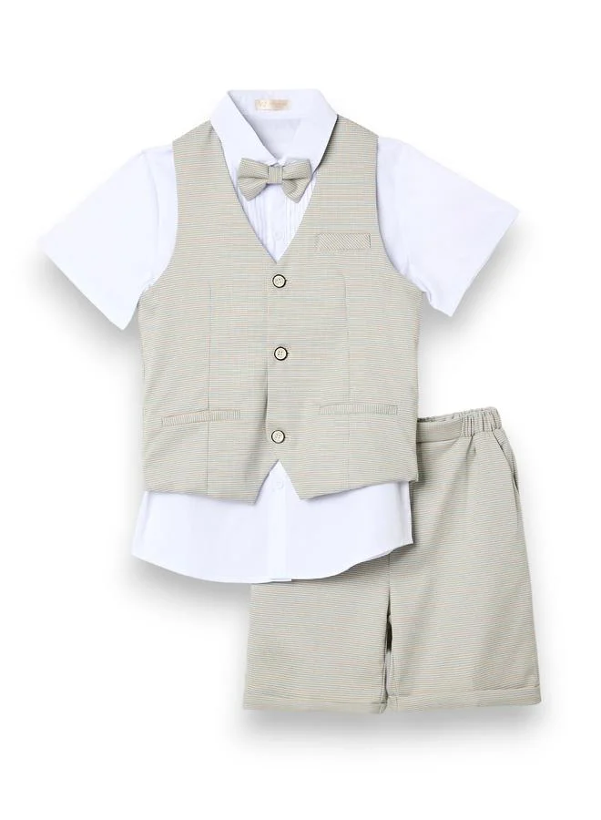 victor and jane Boys 4-Piece Waistcoat, Shirt, Shorts and Bow Tie Set