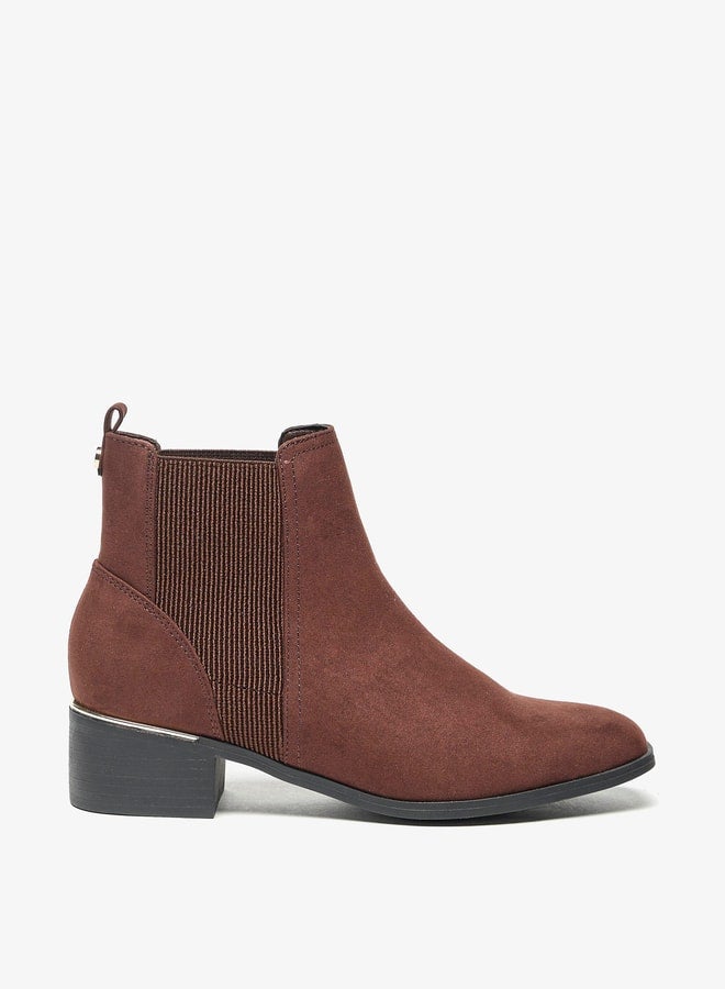 Celeste Women's Solid Slip-On Ankle Boots with Gusset and Block Heels  - Image 3